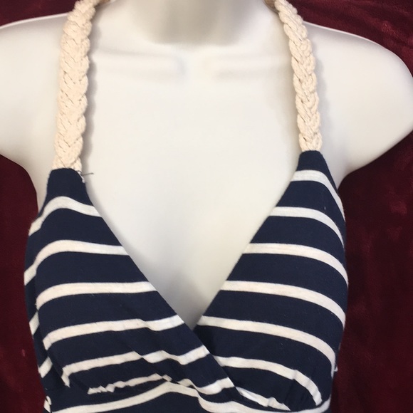 Pink rose striped mini summer dress! - Picture 2 of 4